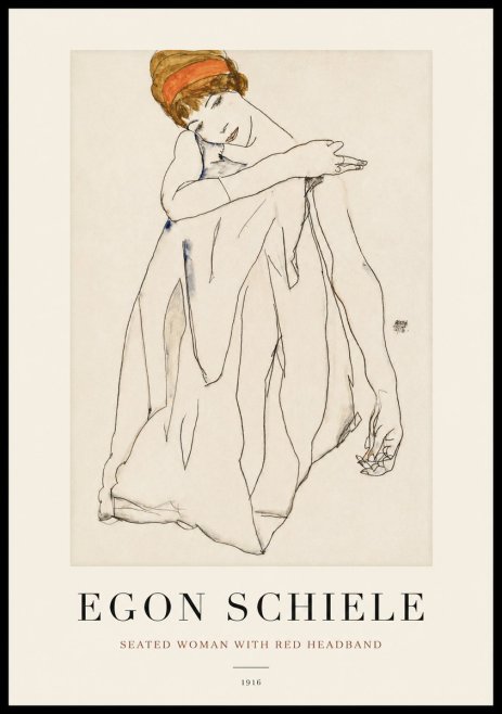Schiele Seated Woman with Red Headband No1 - Póster