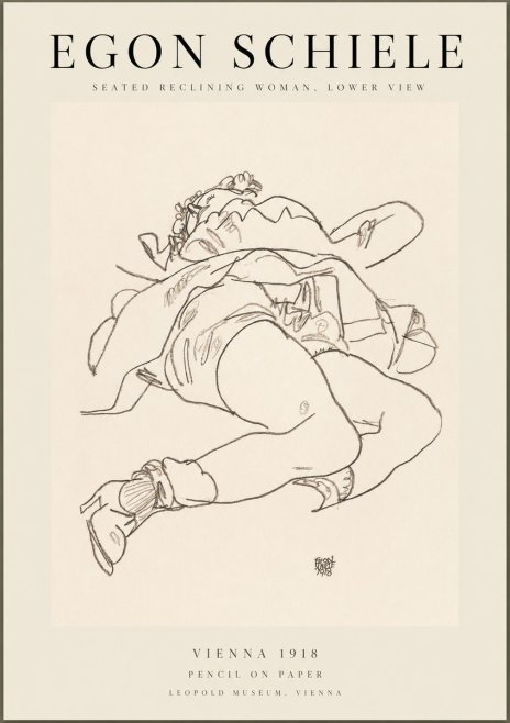 Schiele Seated Reclining Woman, Lower View No1 - Póster