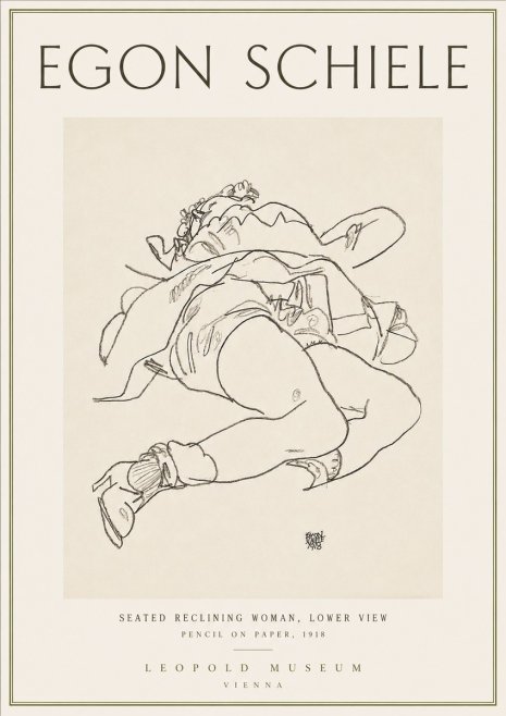 Schiele Seated Reclining Woman, Lower View No4 - Póster