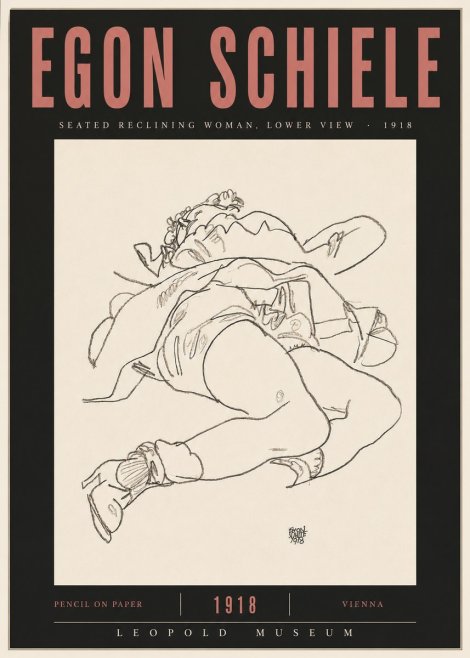 Schiele Seated Reclining Woman, Lower View No5 - Póster