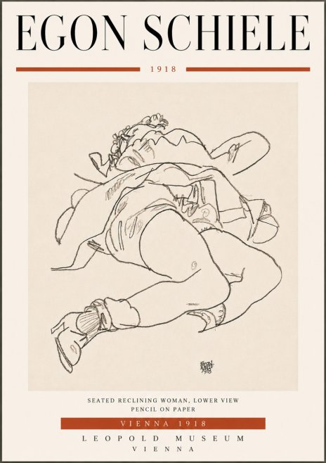 Schiele Seated Reclining Woman, Lower View No6 - Póster