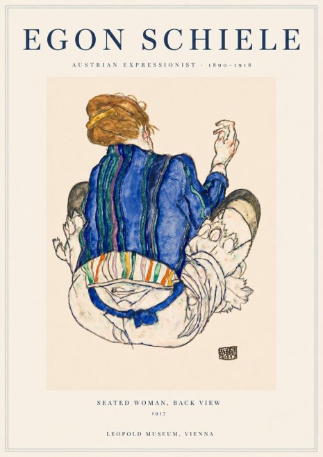 Schiele Seated Woman, Back View No1 - Póster