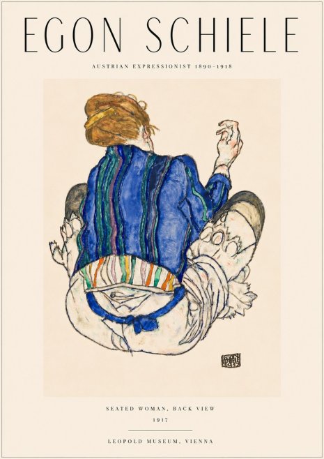 Schiele Seated Woman, Back View No3 - Póster