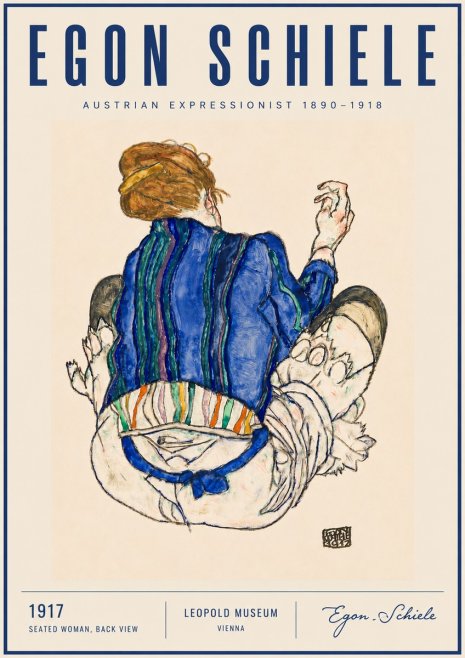 Schiele Seated Woman, Back View No4 - Póster