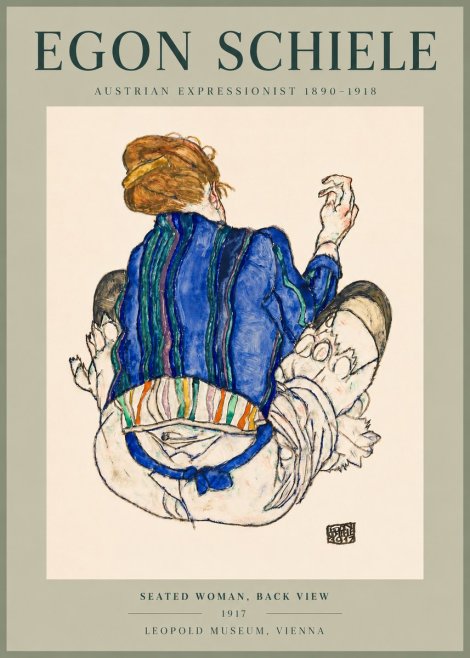 Schiele Seated Woman, Back View No5 - Póster