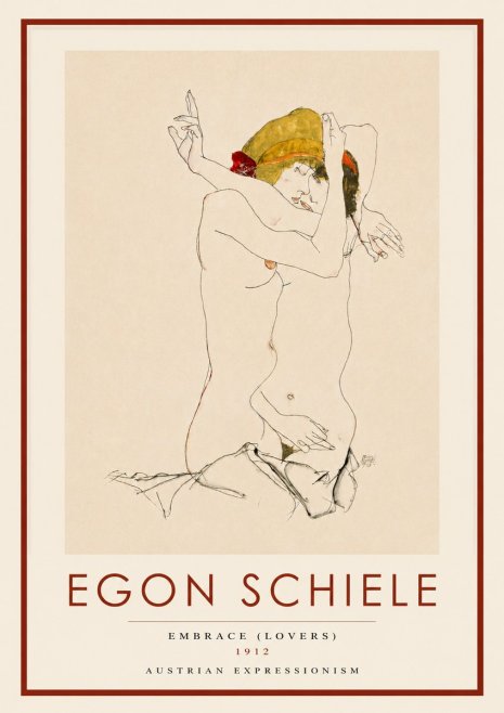 Schiele Embrace (Lovers) No3 - Póster
