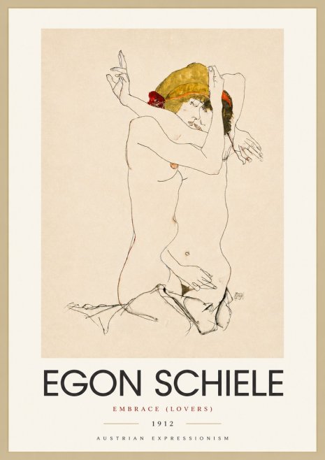 Schiele Embrace (Lovers) No4 - Póster