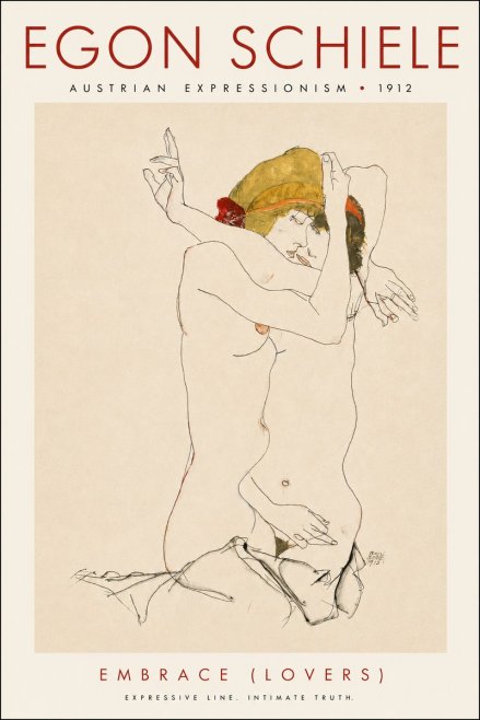 Schiele Embrace (Lovers) No5 - Póster