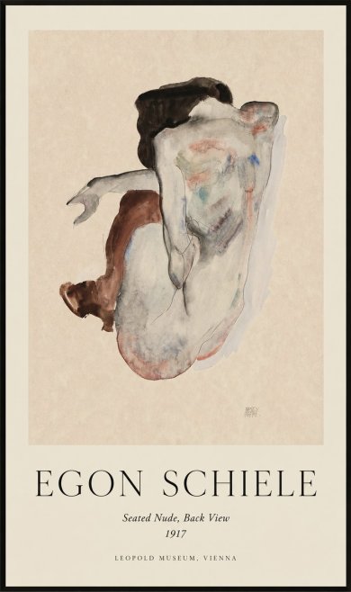 Schiele Seated Nude, Back View No1 - Póster