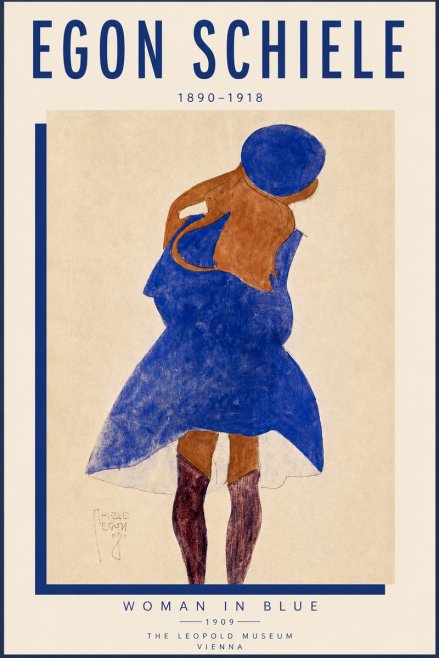 Schiele Blue Dress (Girl in Blue) No5 - Póster