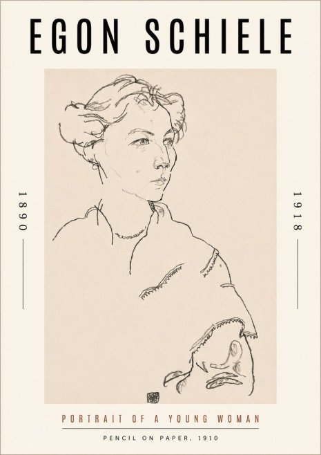 Schiele Portrait of a Young Woman No3 - Póster