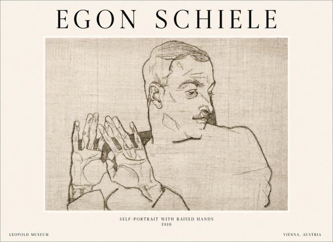 Schiele Self-portrait with Raised Hands No1 - Póster