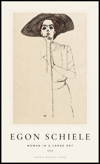 Schiele Woman in a Large Hat No1 - Póster