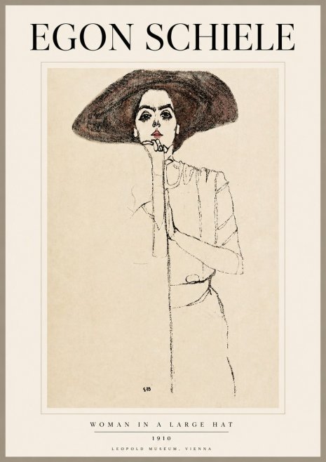 Schiele Woman in a Large Hat No2 - Póster