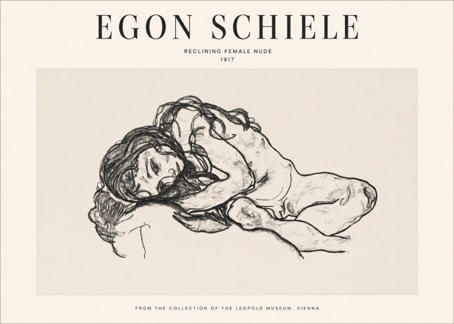 Schiele Reclining Female Nude No1 - Póster