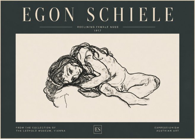Schiele Reclining Female Nude No6 - Póster