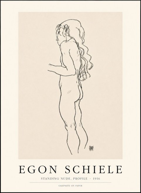 Schiele Standing Nude, Profile No1 - Póster