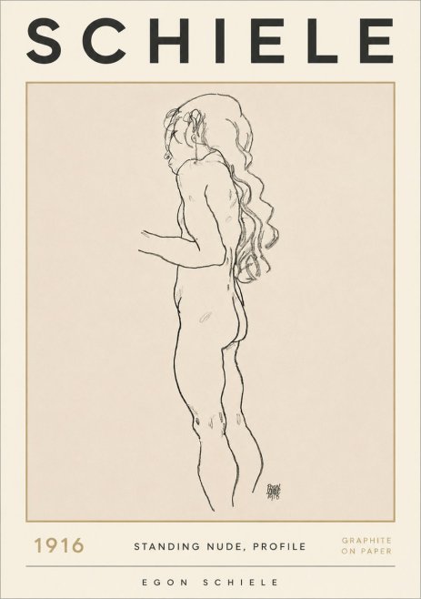 Schiele Standing Nude, Profile No2 - Póster