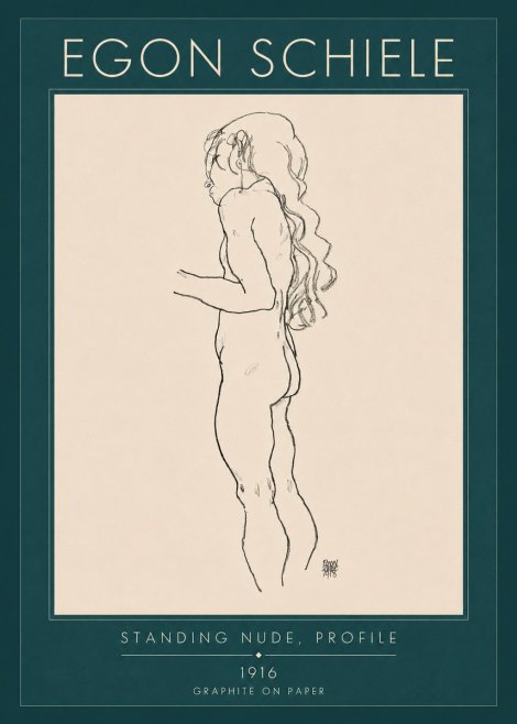 Schiele Standing Nude, Profile No4 - Póster