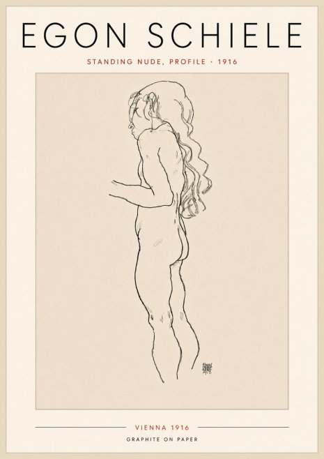Schiele Standing Nude, Profile No5 - Póster