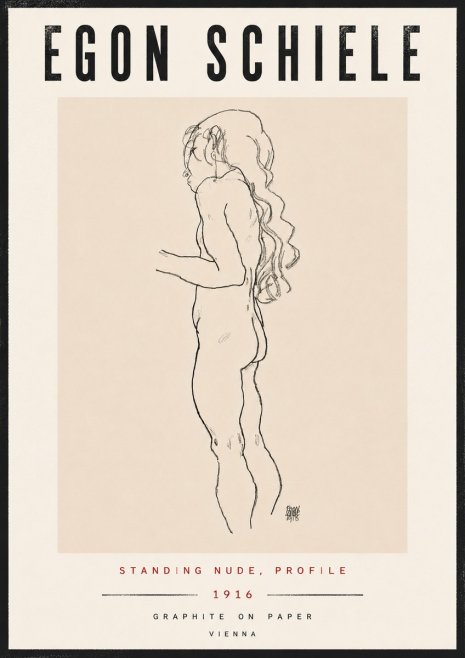 Schiele Standing Nude, Profile No6 - Póster