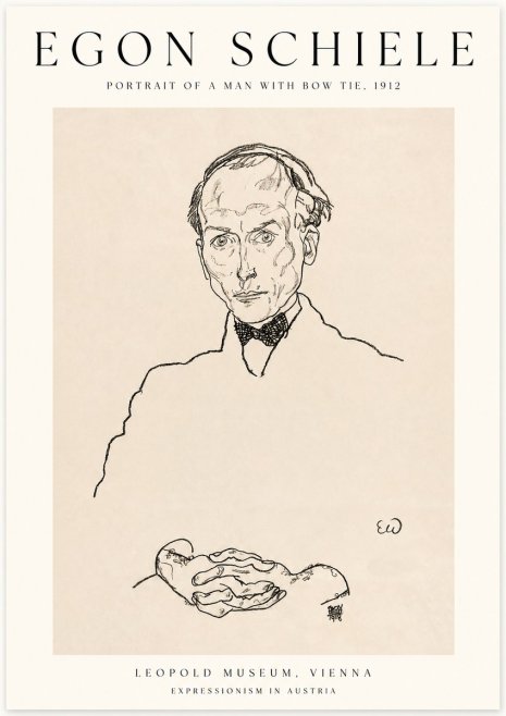 Schiele Portrait of a Man with Bow Tie, 1912 No1 - Póster