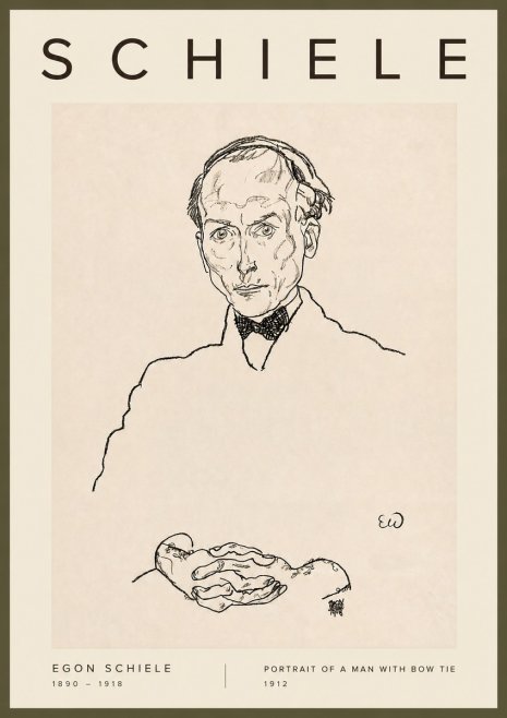 Schiele Portrait of a Man with Bow Tie, 1912 No2 - Póster