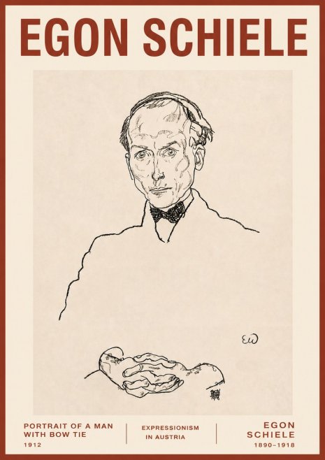 Schiele Portrait of a Man with Bow Tie, 1912 No3 - Póster