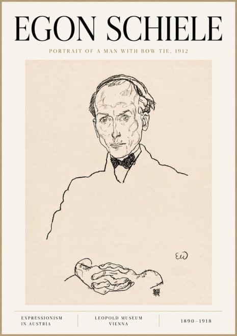 Schiele Portrait of a Man with Bow Tie, 1912 No6 - Póster