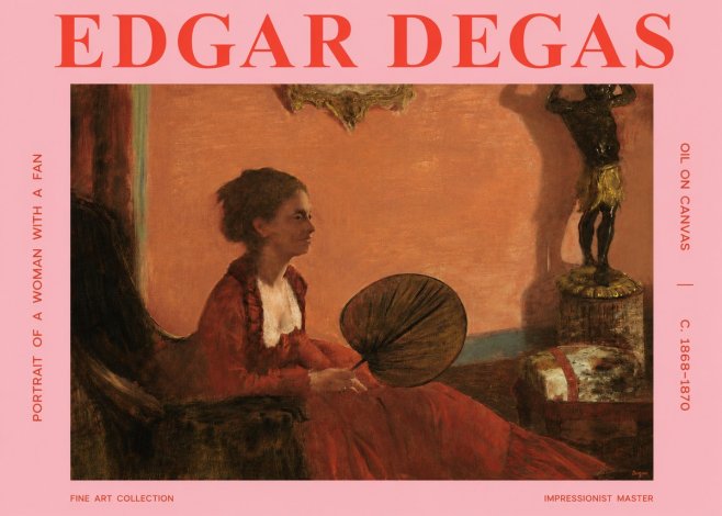 Edgar Degas Portrait of a Woman with a Fan No3 - Póster
