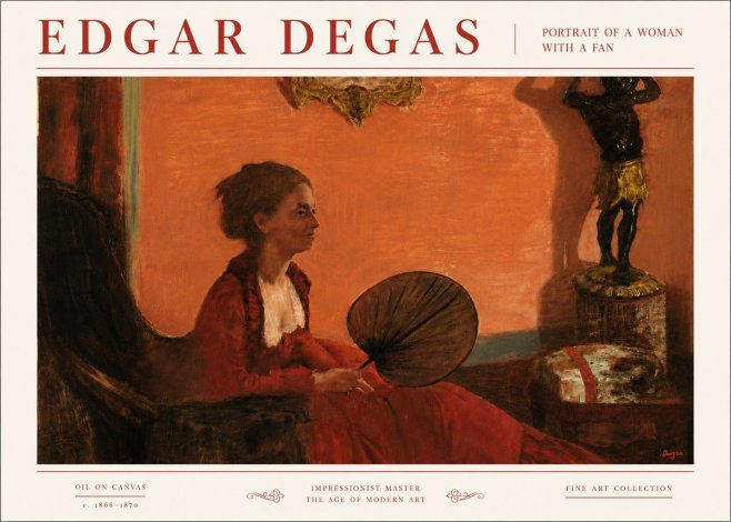 Edgar Degas Portrait of a Woman with a Fan No6 - Póster