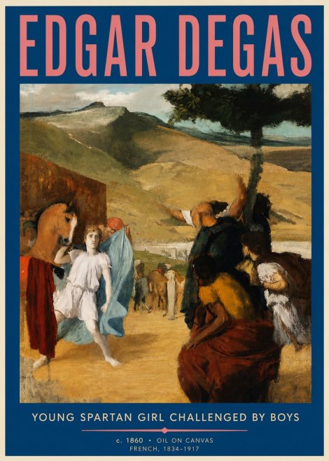 Edgar Degas Young Spartan Girl Challenged by Boys No6 - Póster