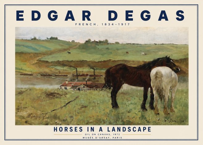 Edgar Degas Horses in a Landscape No4 - Póster