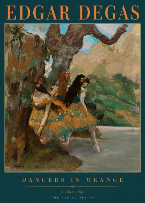 Edgar Degas Dancers in Orange No4 - Póster