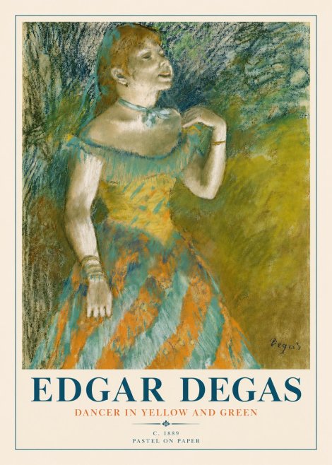 Edgar Degas Dancer in Yellow and Green No4 - Póster