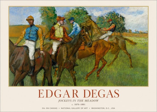 Edgar Degas Jockeys in the Meadow No1 - Póster