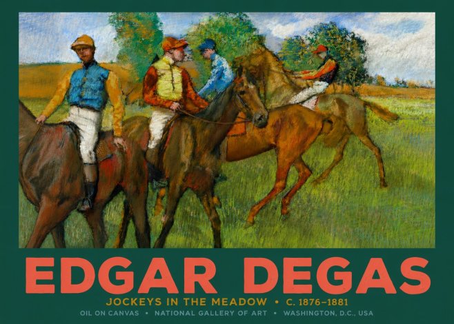 Edgar Degas Jockeys in the Meadow No2 - Póster