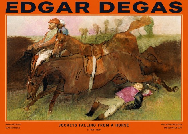 Edgar Degas Jockeys Falling from a Horse No2 - Póster
