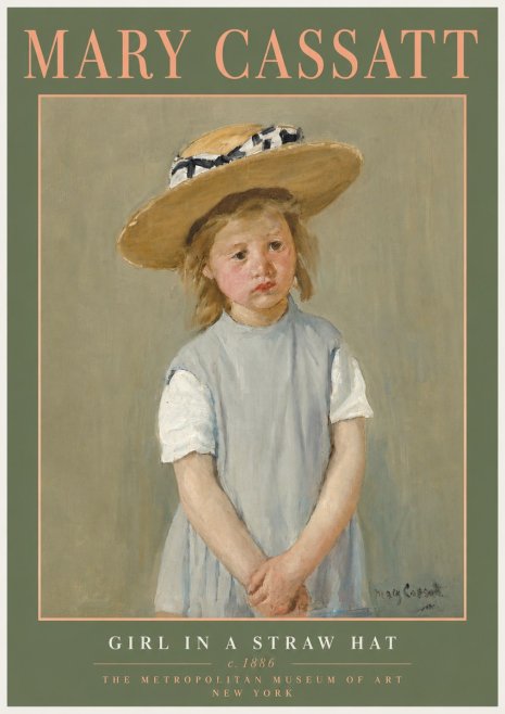 Mary Cassatt Girl in a Straw Hat No5 - Póster