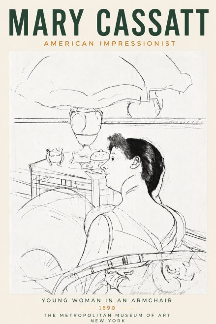 Mary Cassatt Young Woman in an Armchair No3 - Póster