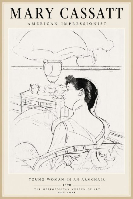 Mary Cassatt Young Woman in an Armchair No5 - Póster