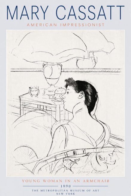 Mary Cassatt Young Woman in an Armchair No6 - Póster