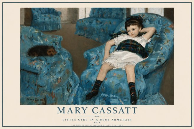 Mary Cassatt Little Girl in a Blue Armchair No3 - Póster