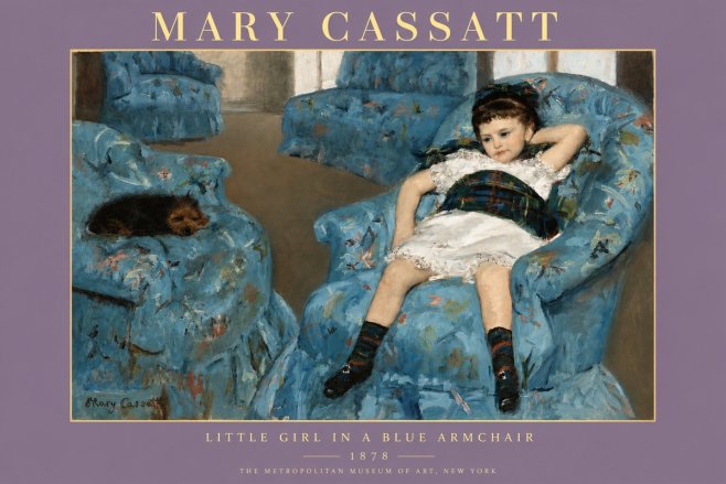 Mary Cassatt Little Girl in a Blue Armchair No4 - Póster