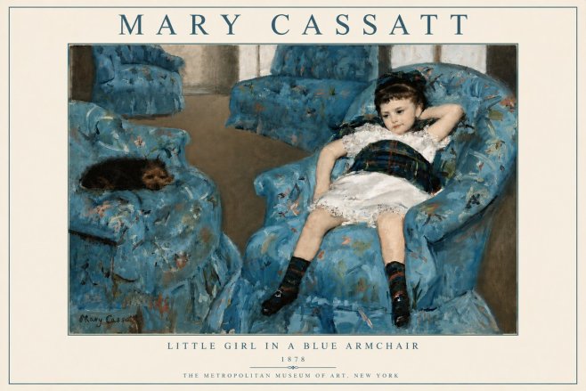 Mary Cassatt Little Girl in a Blue Armchair No6 - Póster