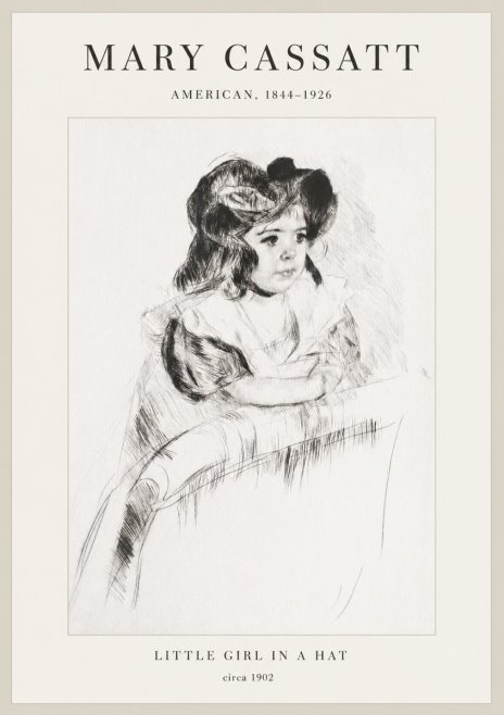 Mary Cassatt Little Girl in a Hat No1 - Póster