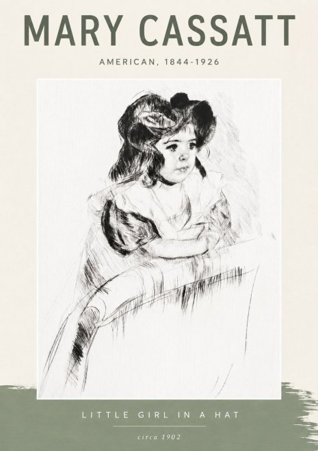 Mary Cassatt Little Girl in a Hat No6 - Póster
