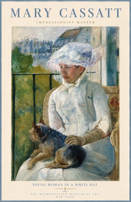 Mary Cassatt Young Woman in a White Hat No5 - Póster