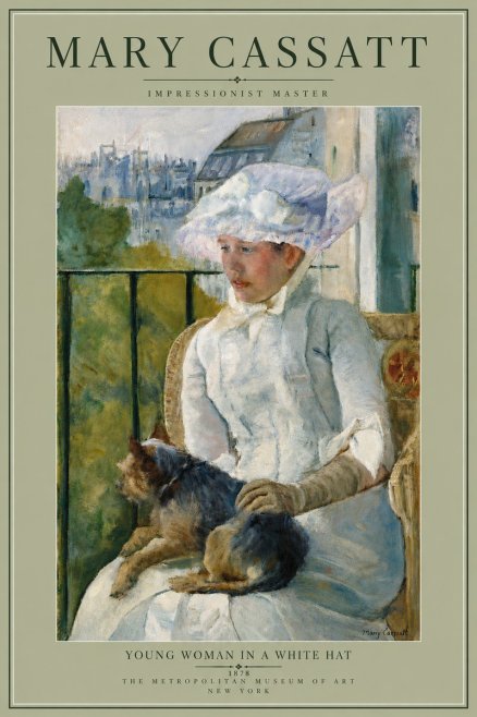 Mary Cassatt Young Woman in a White Hat No6 - Póster