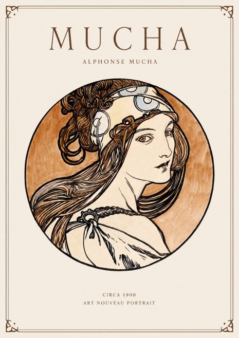 Mucha Art Nouveau Portrait I No1 - Póster
